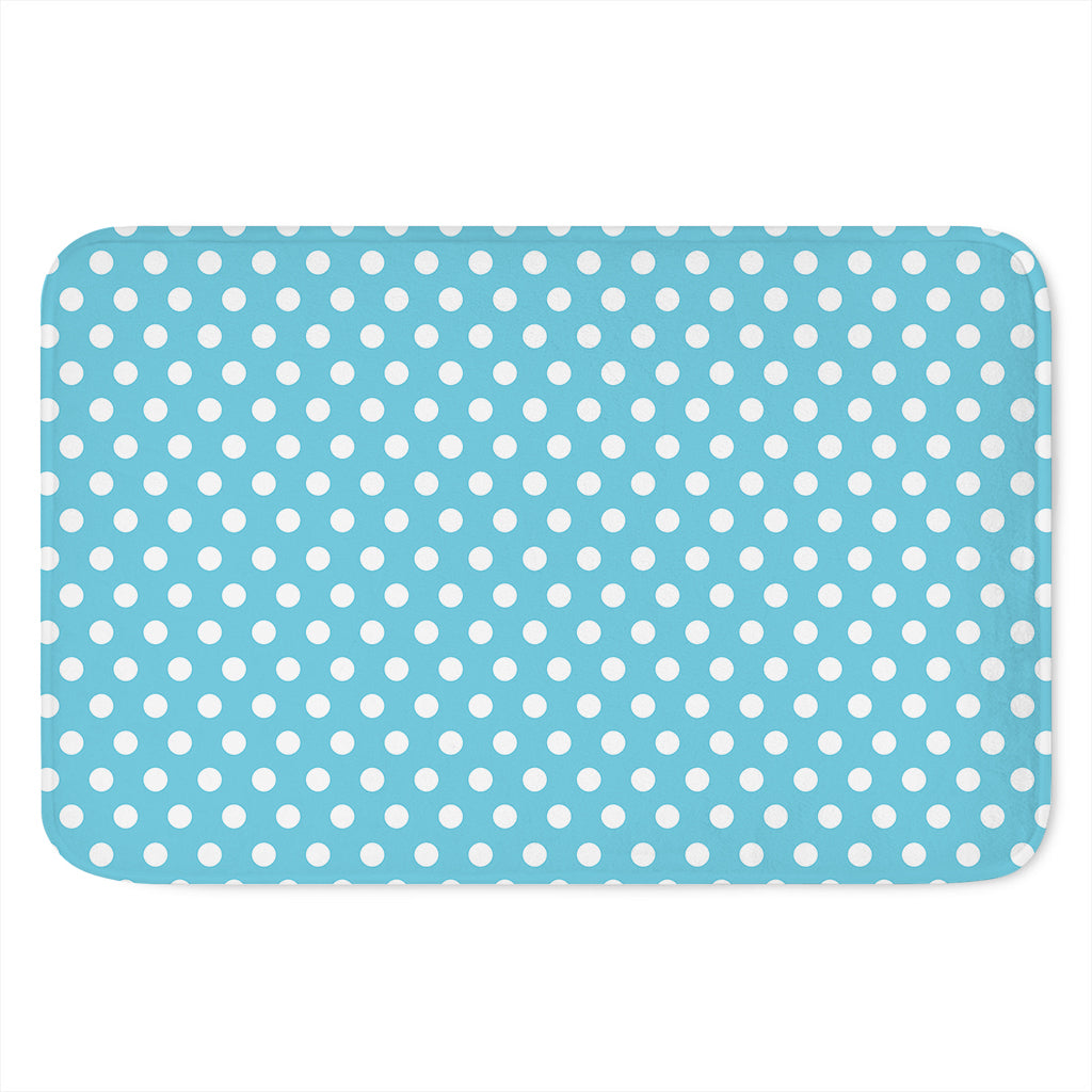 Cyan And White Polka Dot Pattern Print Indoor Door Mat