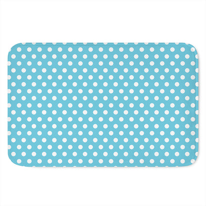 Cyan And White Polka Dot Pattern Print Indoor Door Mat