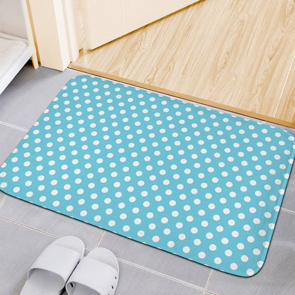 Cyan And White Polka Dot Pattern Print Indoor Door Mat