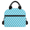 Cyan And White Polka Dot Pattern Print Insulated Lunch Bag