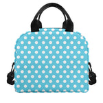 Cyan And White Polka Dot Pattern Print Insulated Lunch Bag