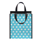 Cyan And White Polka Dot Pattern Print Insulated Lunch Tote