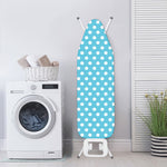 Cyan And White Polka Dot Pattern Print Ironing Board Cover