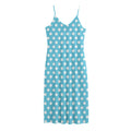 Cyan And White Polka Dot Pattern Print Jersey Midi Cami Dress