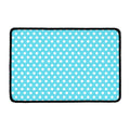 Cyan And White Polka Dot Pattern Print Kitchen Mat