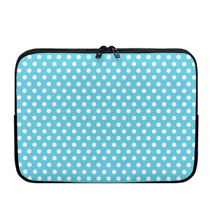 Cyan And White Polka Dot Pattern Print Laptop Sleeve