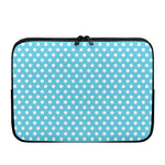 Cyan And White Polka Dot Pattern Print Laptop Sleeve