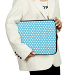 Cyan And White Polka Dot Pattern Print Laptop Sleeve