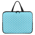 Cyan And White Polka Dot Pattern Print Laptop Sleeve With Handle