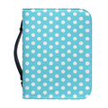 Cyan And White Polka Dot Pattern Print Leather Bible Cover