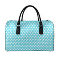 Cyan And White Polka Dot Pattern Print Leather Duffel Bag