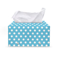 Cyan And White Polka Dot Pattern Print Leather Tissue Box Cover