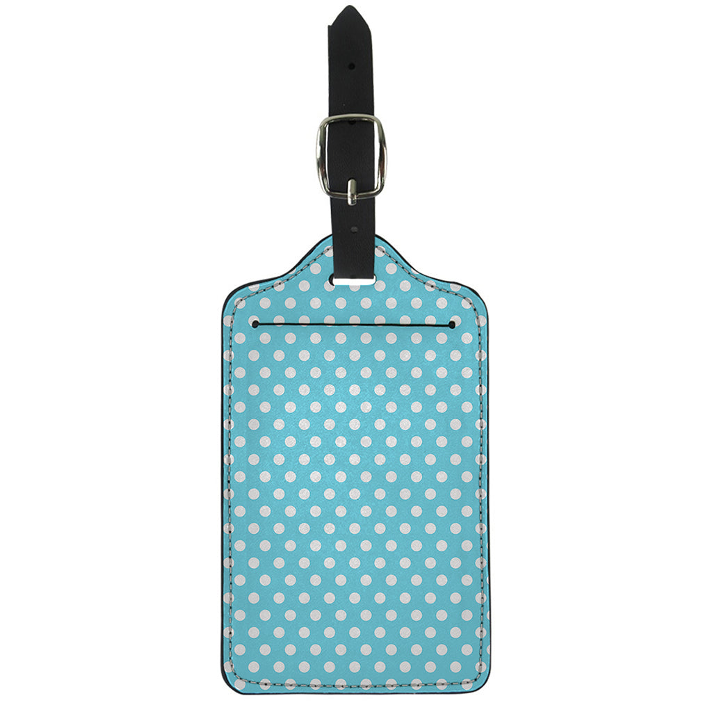 Cyan And White Polka Dot Pattern Print Luggage Tag