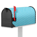 Cyan And White Polka Dot Pattern Print Mailbox Cover