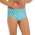 Cyan And White Polka Dot Pattern Print Men's Briefs