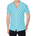 Cyan And White Polka Dot Pattern Print Men's Shirt