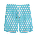 Cyan And White Polka Dot Pattern Print Men's Athletic Shorts