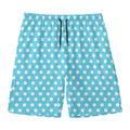 Cyan And White Polka Dot Pattern Print Men's Swim Trunks