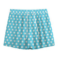 Cyan And White Polka Dot Pattern Print Mesh Shorts