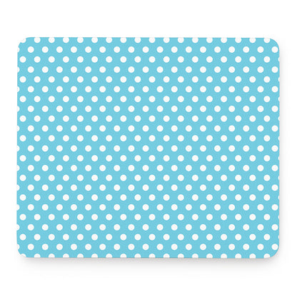 Cyan And White Polka Dot Pattern Print Mouse Pad