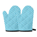 Cyan And White Polka Dot Pattern Print Oven Mitts