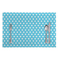 Cyan And White Polka Dot Pattern Print Placemat