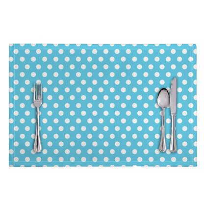 Cyan And White Polka Dot Pattern Print Placemat