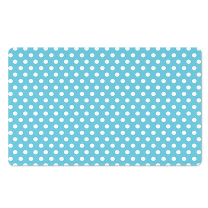 Cyan And White Polka Dot Pattern Print Polyester Doormat
