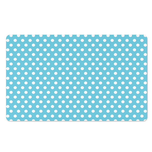 Cyan And White Polka Dot Pattern Print Polyester Doormat