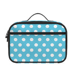 Cyan And White Polka Dot Pattern Print Portable Lunch Bag