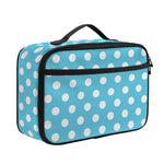 Cyan And White Polka Dot Pattern Print Portable Lunch Bag