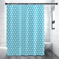 Cyan And White Polka Dot Pattern Print Premium Shower Curtain