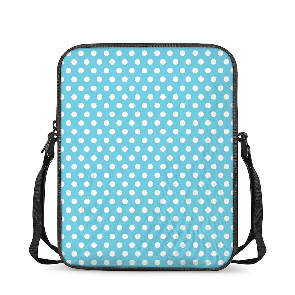 Cyan And White Polka Dot Pattern Print Rectangular Crossbody Bag