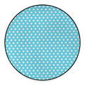 Cyan And White Polka Dot Pattern Print Round Floor Mat