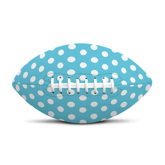 Cyan And White Polka Dot Pattern Print Rugby Ball