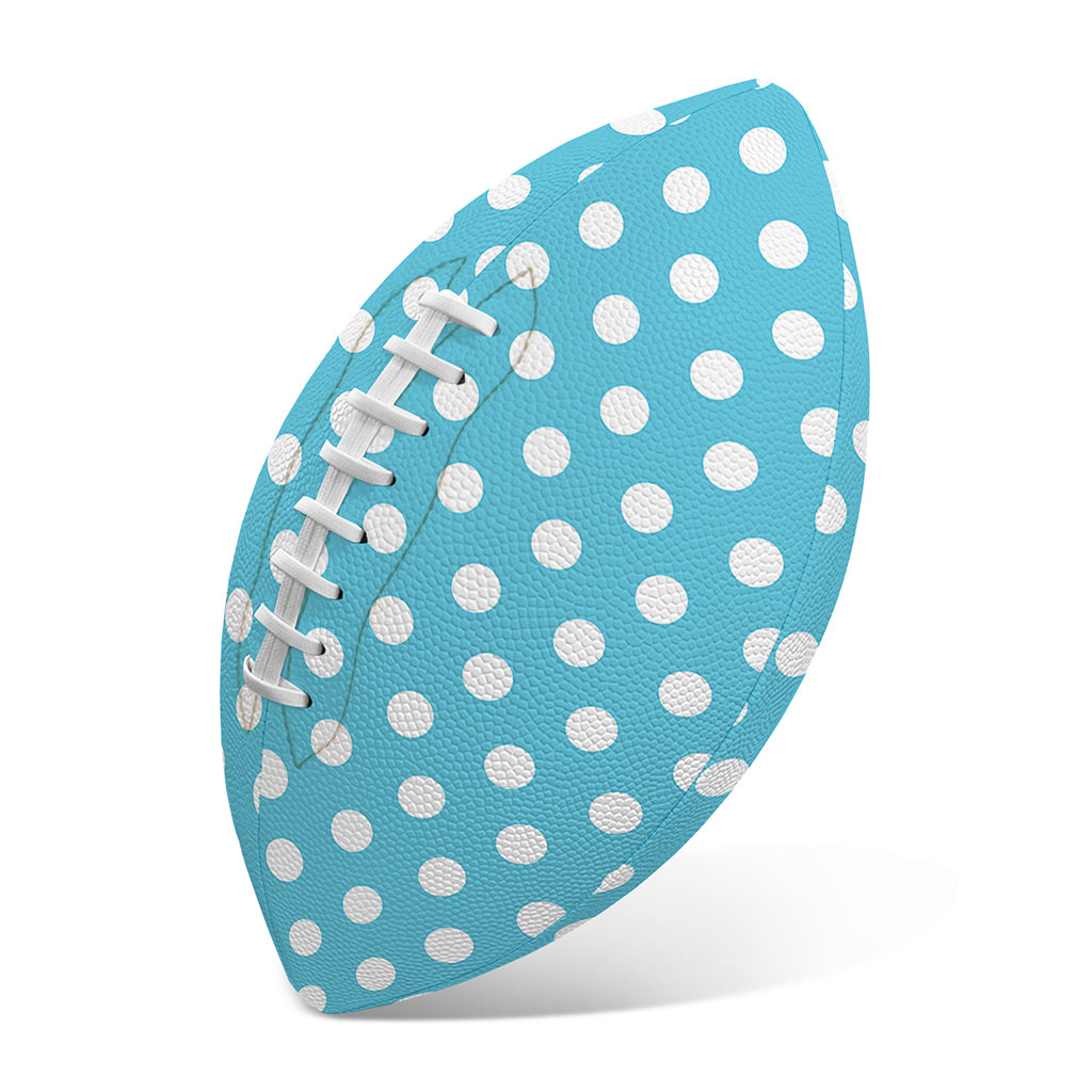 Cyan And White Polka Dot Pattern Print Rugby Ball