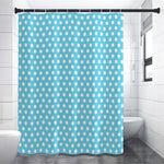 Cyan And White Polka Dot Pattern Print Shower Curtain