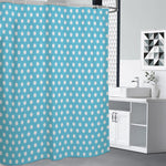 Cyan And White Polka Dot Pattern Print Shower Curtain