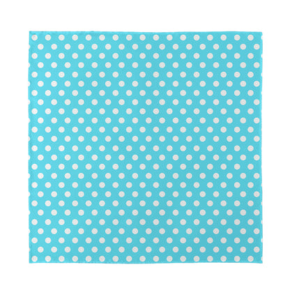 Cyan And White Polka Dot Pattern Print Silk Bandana