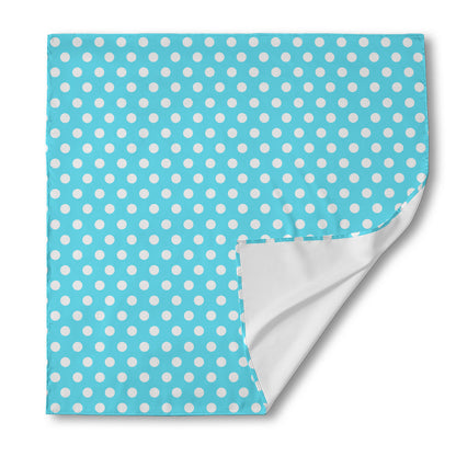 Cyan And White Polka Dot Pattern Print Silk Bandana