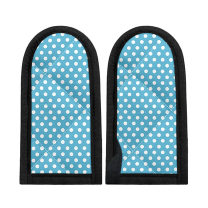 Cyan And White Polka Dot Pattern Print Skillet Handle Cover