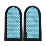 Cyan And White Polka Dot Pattern Print Skillet Handle Cover