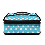 Cyan And White Polka Dot Pattern Print Small Lunch Bag