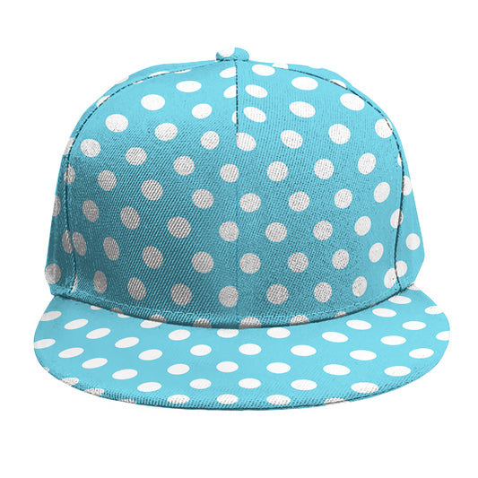 Cyan And White Polka Dot Pattern Print Snapback Cap
