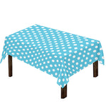 Cyan And White Polka Dot Pattern Print Tablecloth
