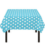 Cyan And White Polka Dot Pattern Print Tablecloth