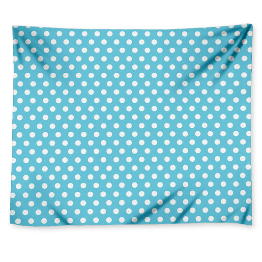 Cyan And White Polka Dot Pattern Print Tapestry