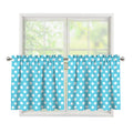Cyan And White Polka Dot Pattern Print Tier Curtains