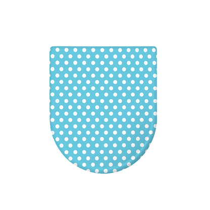 Cyan And White Polka Dot Pattern Print Toilet Lid Cover
