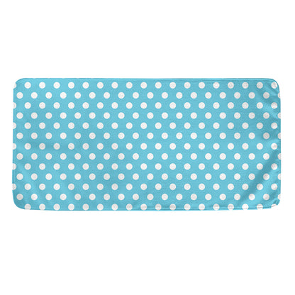 Cyan And White Polka Dot Pattern Print Towel